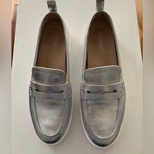 Women’s silver loafers. 9 1/2 regular width. New!